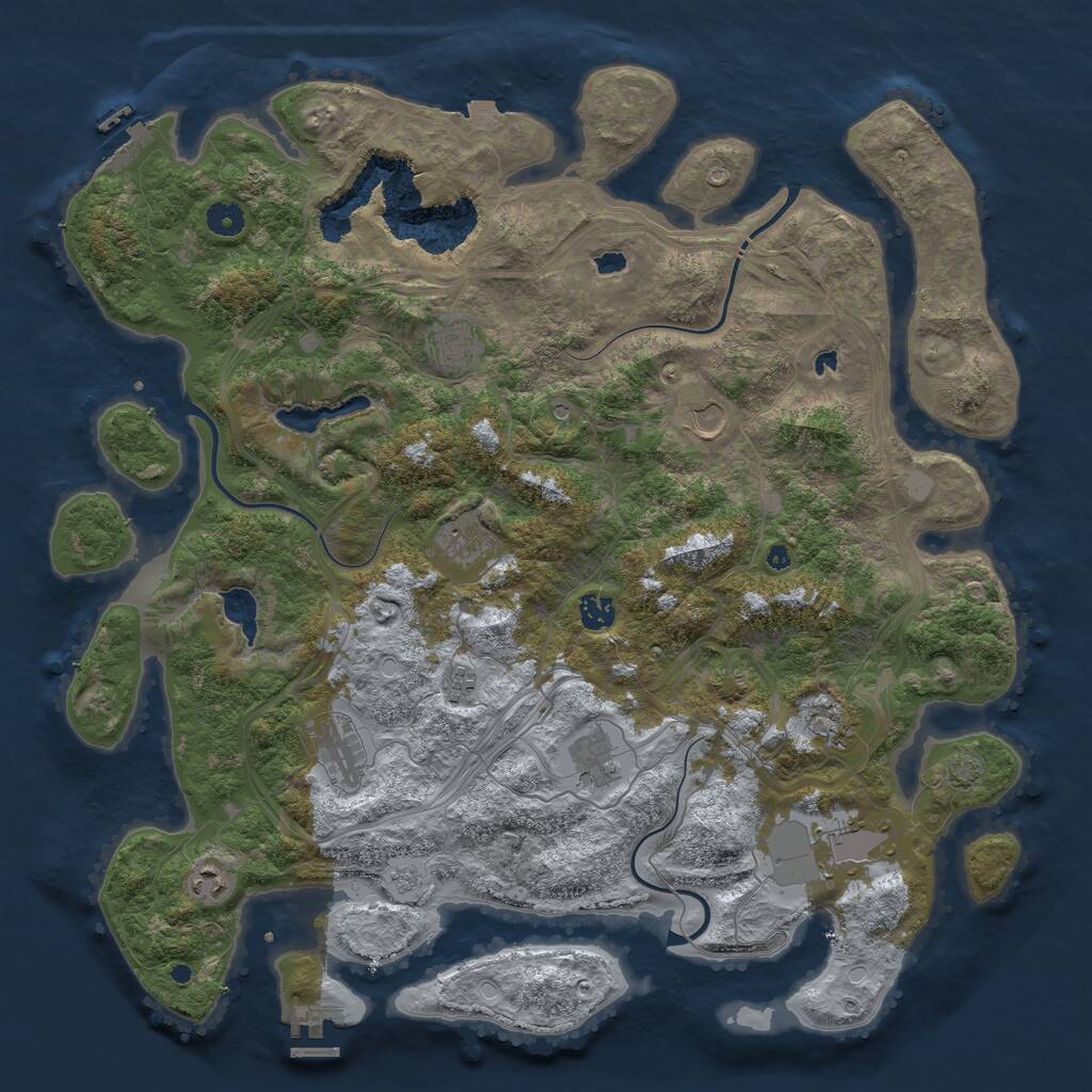 Rust Map: Procedural Map, Size: 4500, Seed: 498205866, 16 Monuments