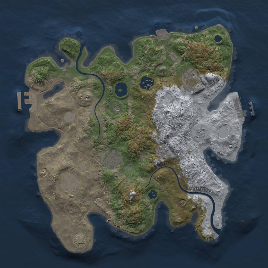 Rust Map: Procedural Map, Size: 3000, Seed: 25435, 11 Monuments