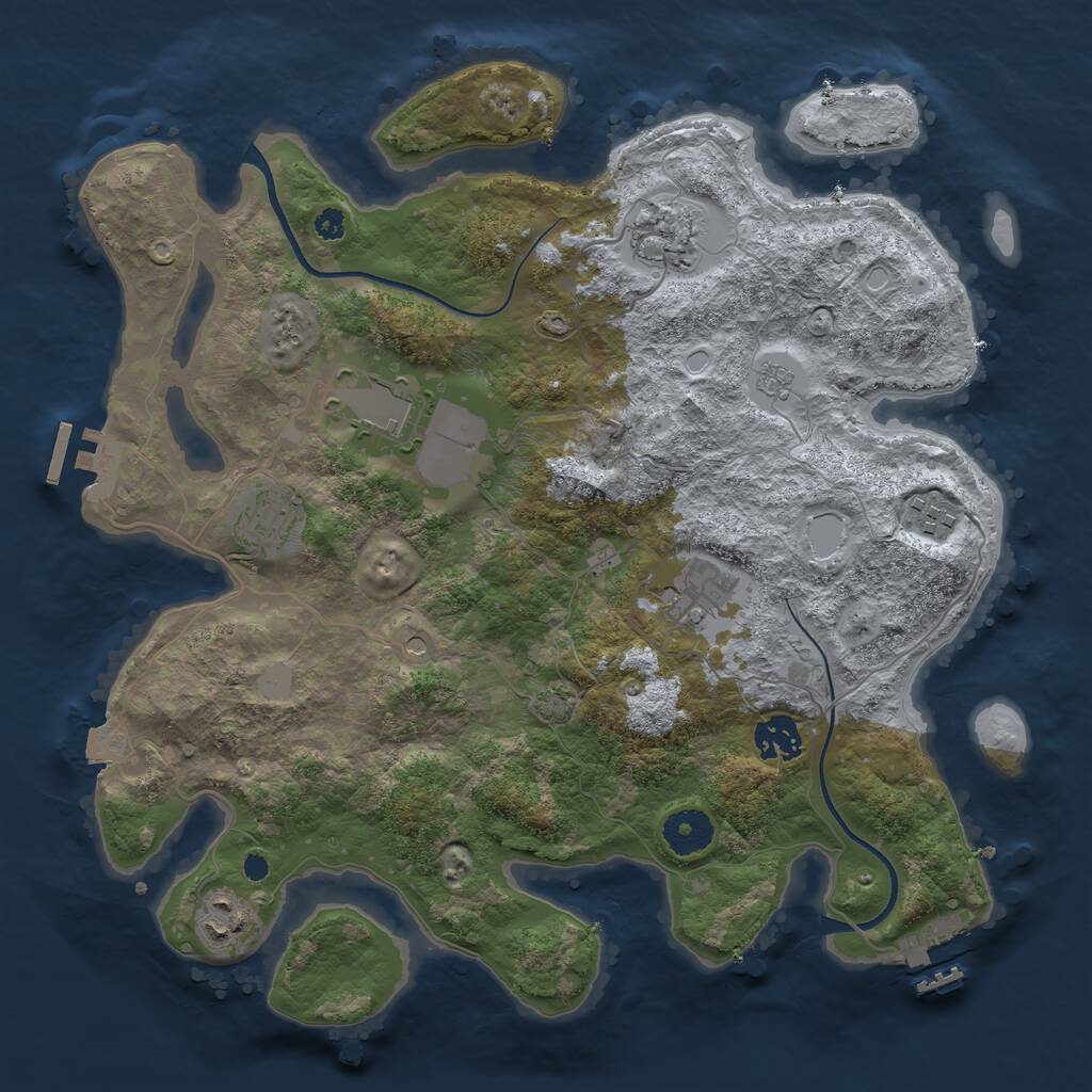 Rust Map: Procedural Map, Size: 3500, Seed: 537925627, 13 Monuments