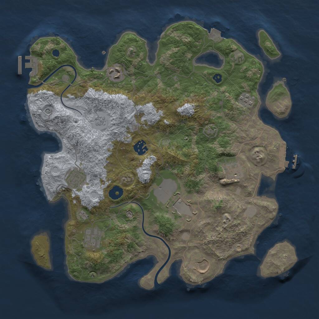 Rust Map: Procedural Map, Size: 3500, Seed: 320982585, 14 Monuments