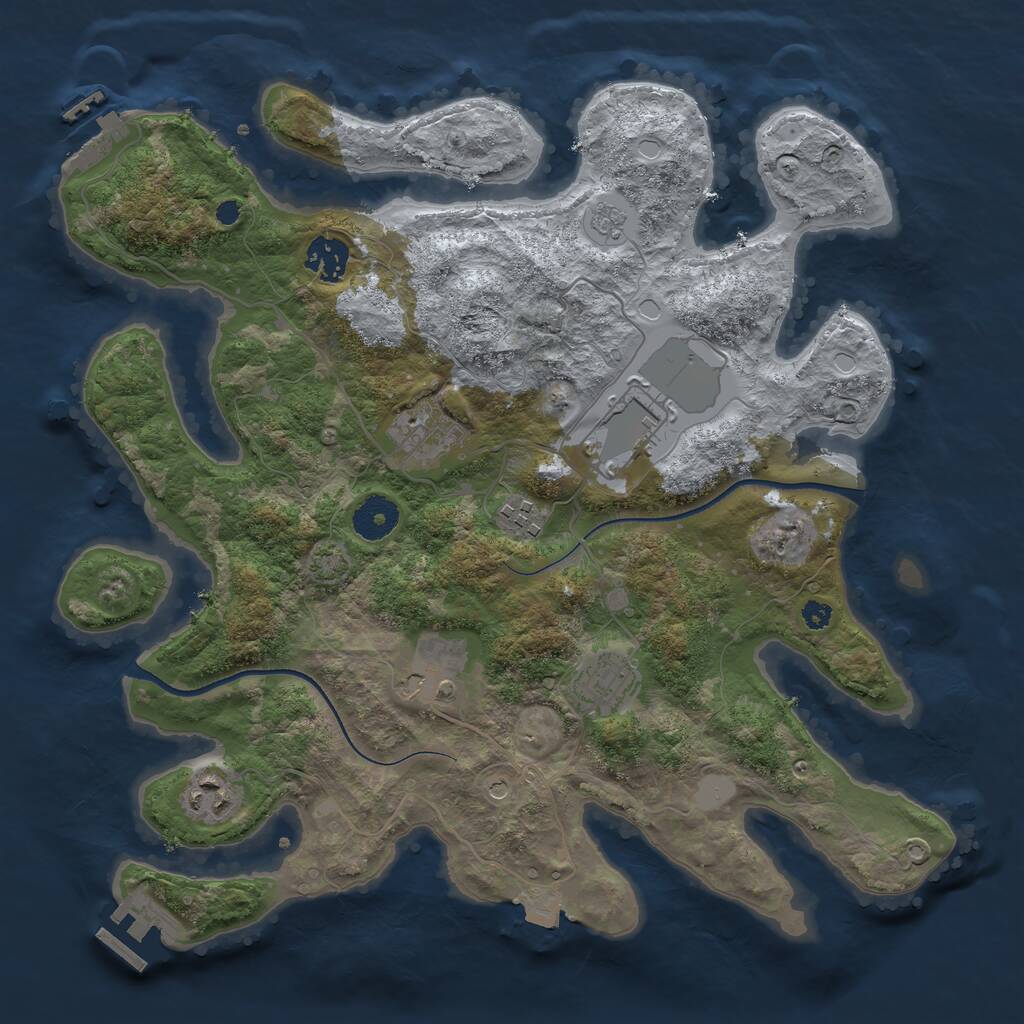 Rust Map: Procedural Map, Size: 3500, Seed: 3036, 13 Monuments
