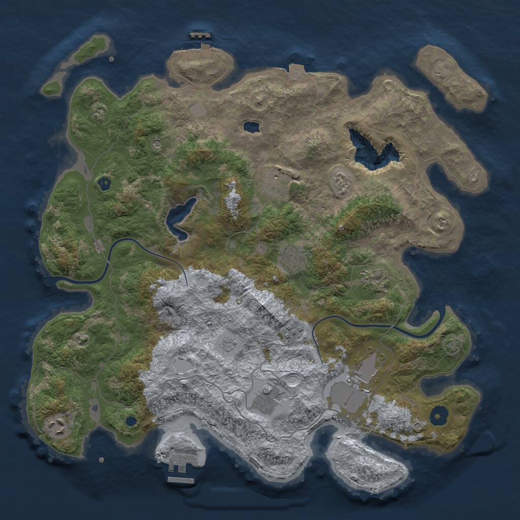 Rust Map: Procedural Map, Size: 4000, Seed: 1684869, 13 Monuments