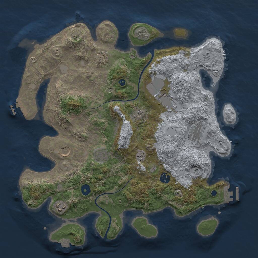 Rust Map: Procedural Map, Size: 3750, Seed: 743707615, 14 Monuments