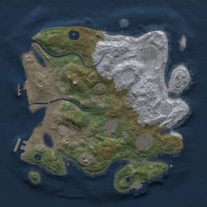 Thumbnail Rust Map: Procedural Map, Size: 3000, Seed: 1413395233, 11 Monuments