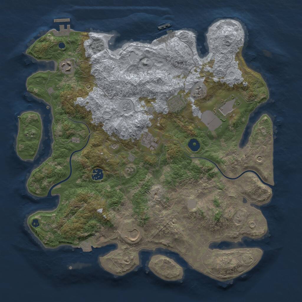 Rust Map: Procedural Map, Size: 3800, Seed: 45645633, 13 Monuments