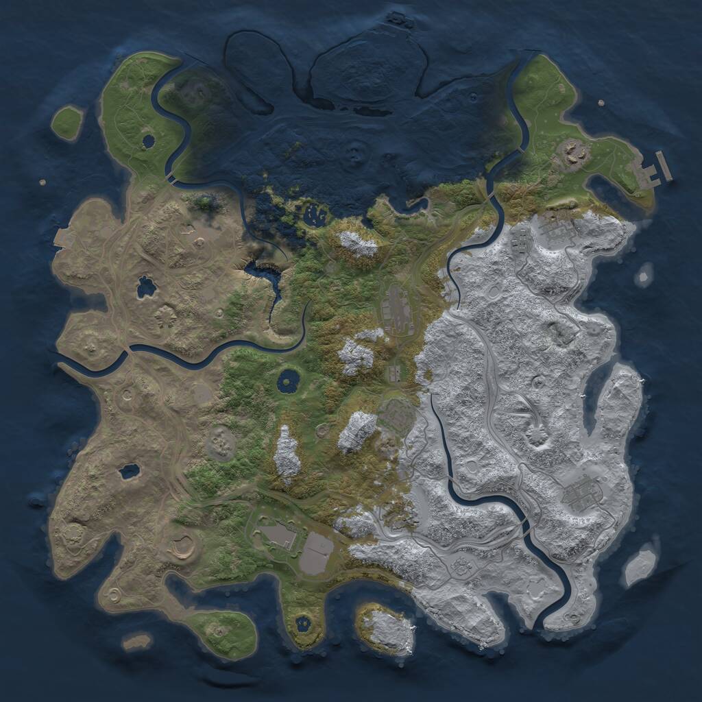 Rust Map: Procedural Map, Size: 4500, Seed: 54577, 17 Monuments