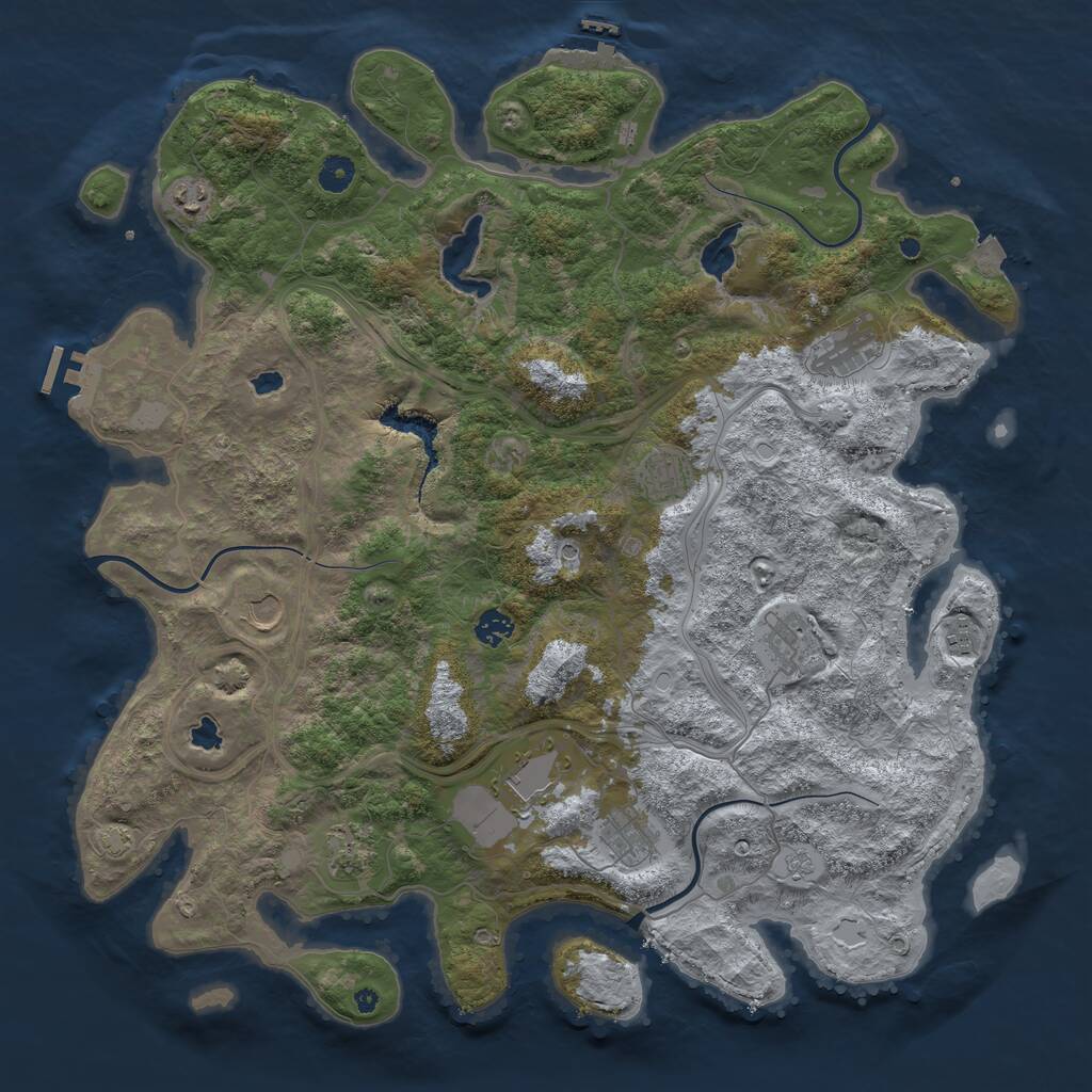 Rust Map: Procedural Map, Size: 4500, Seed: 54577, 16 Monuments