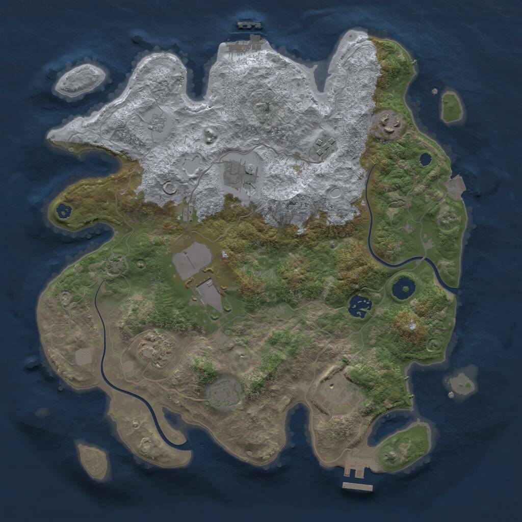Rust Map: Procedural Map, Size: 3500, Seed: 1876658289, 13 Monuments