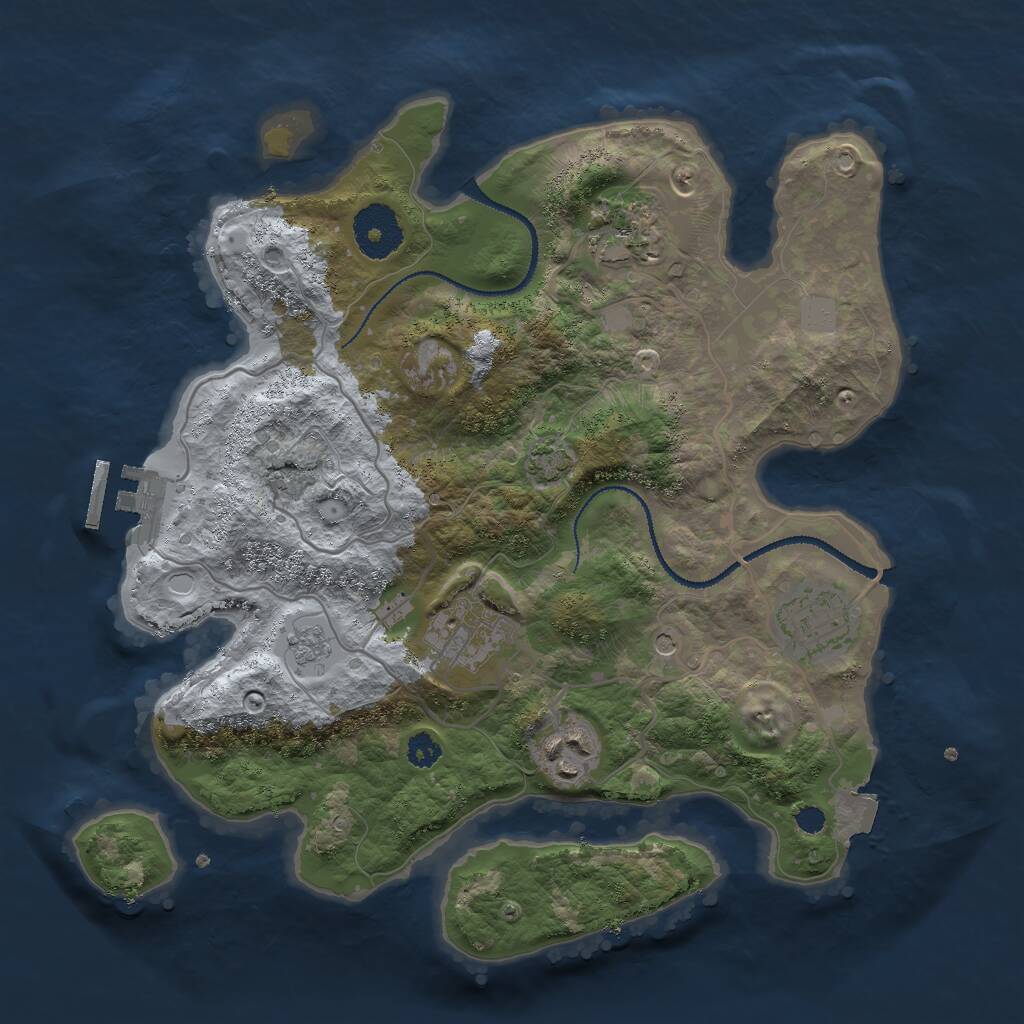 Rust Map: Procedural Map, Size: 3000, Seed: 1916608108, 9 Monuments