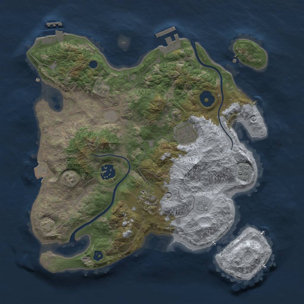 Rust Map: Procedural Map, Size: 3000, Seed: 347138702, 9 Monuments