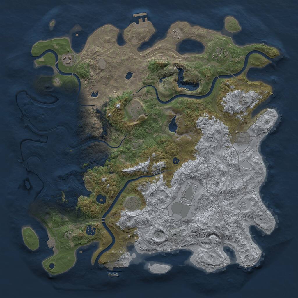 Rust Map: Procedural Map, Size: 4500, Seed: 5121986, 14 Monuments