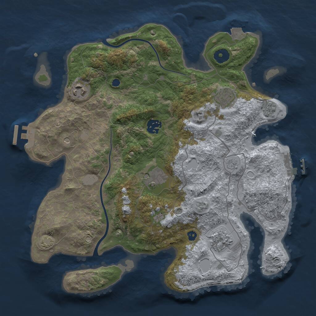 Rust Map: Procedural Map, Size: 3250, Seed: 29349272, 12 Monuments