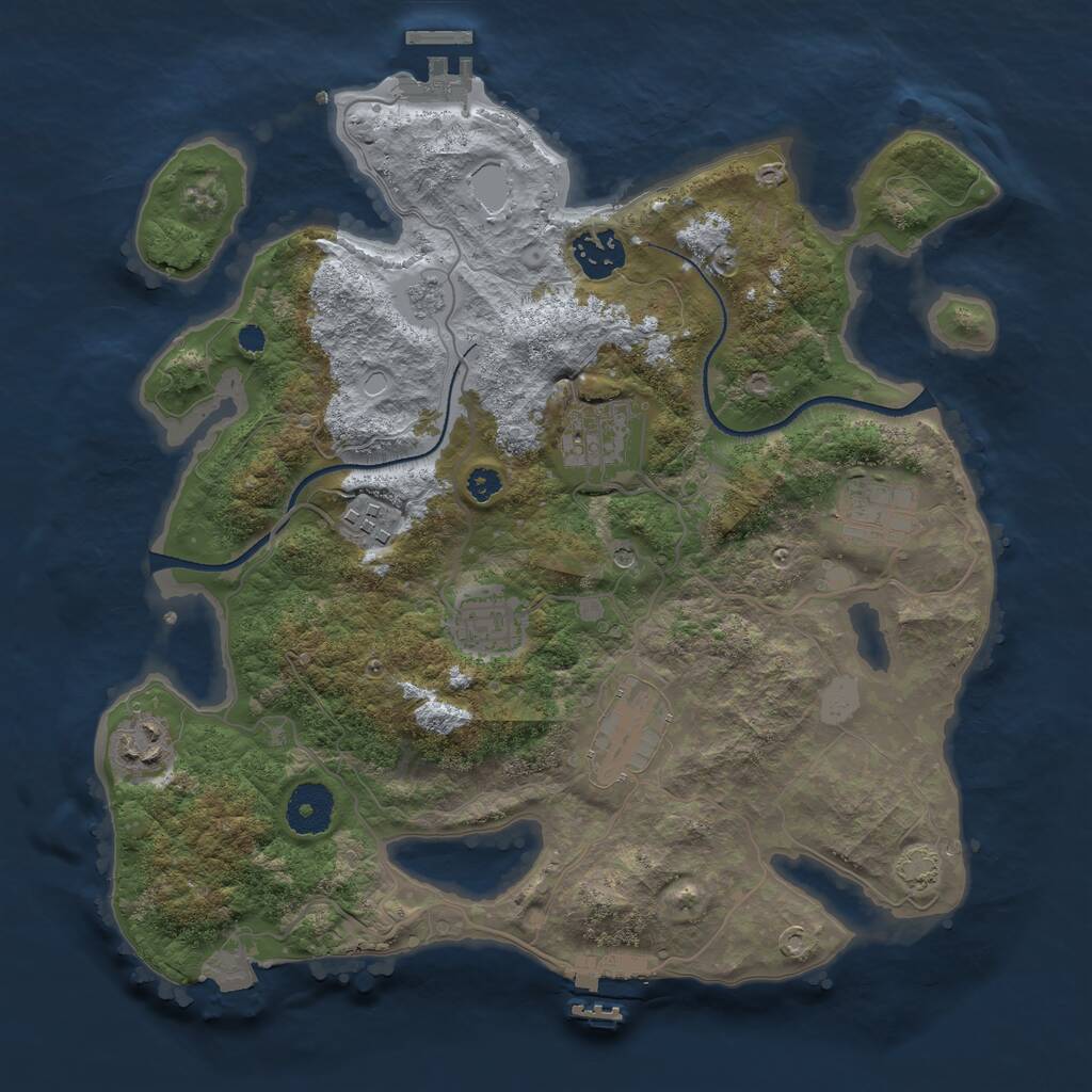 Rust Map: Procedural Map, Size: 3300, Seed: 1624285822, 13 Monuments