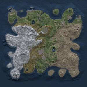 Thumbnail Rust Map: Procedural Map, Size: 3500, Seed: 1013044712, 15 Monuments