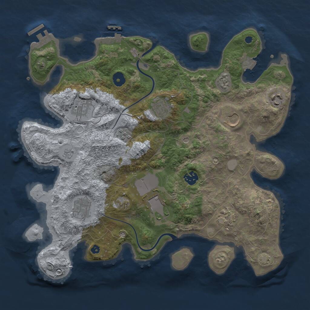 Rust Map: Procedural Map, Size: 3500, Seed: 1013044712, 15 Monuments