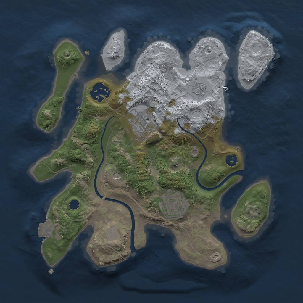 Rust Map: Procedural Map, Size: 2498, Seed: 1941084689, 6 Monuments