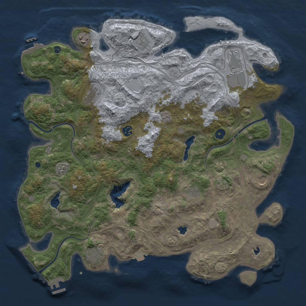Rust Map: Procedural Map, Size: 4500, Seed: 7655051, 16 Monuments