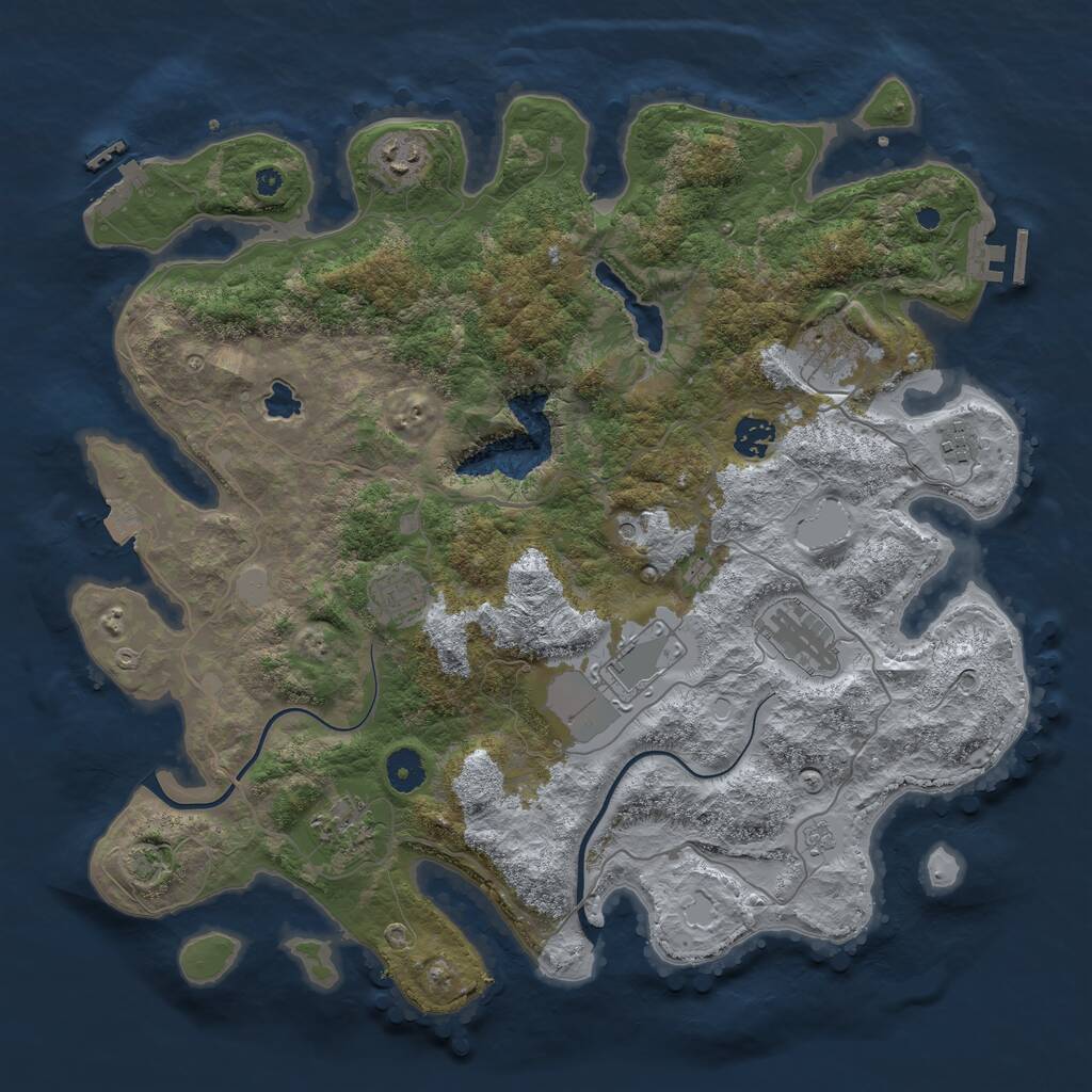 Rust Map: Procedural Map, Size: 4000, Seed: 2105311061, 14 Monuments