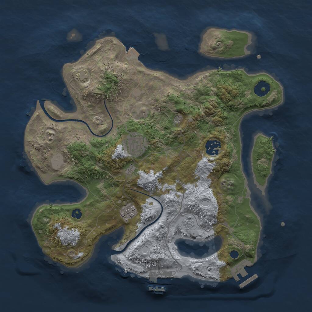 Rust Map: Procedural Map, Size: 3000, Seed: 893558, 9 Monuments