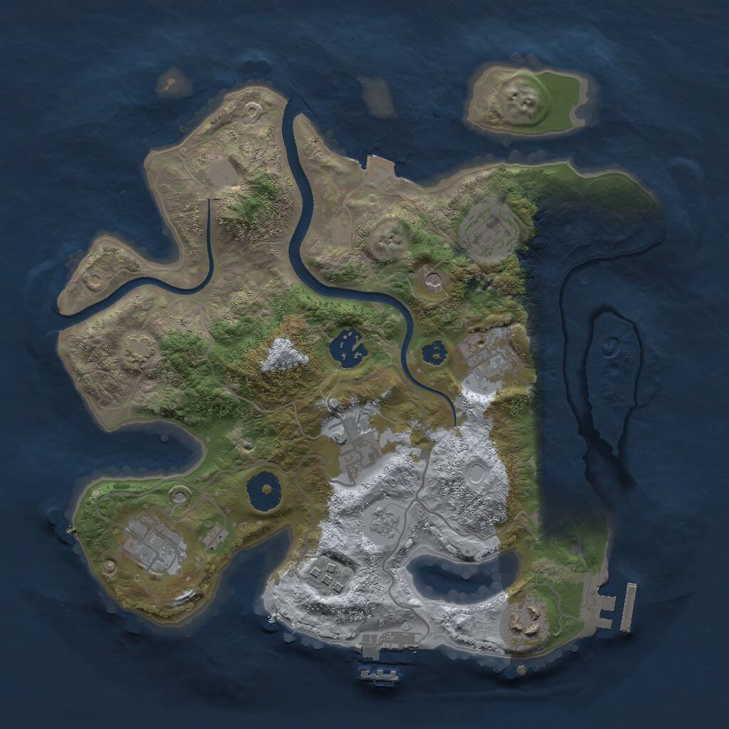 Rust Map: Procedural Map, Size: 3000, Seed: 893558, 13 Monuments