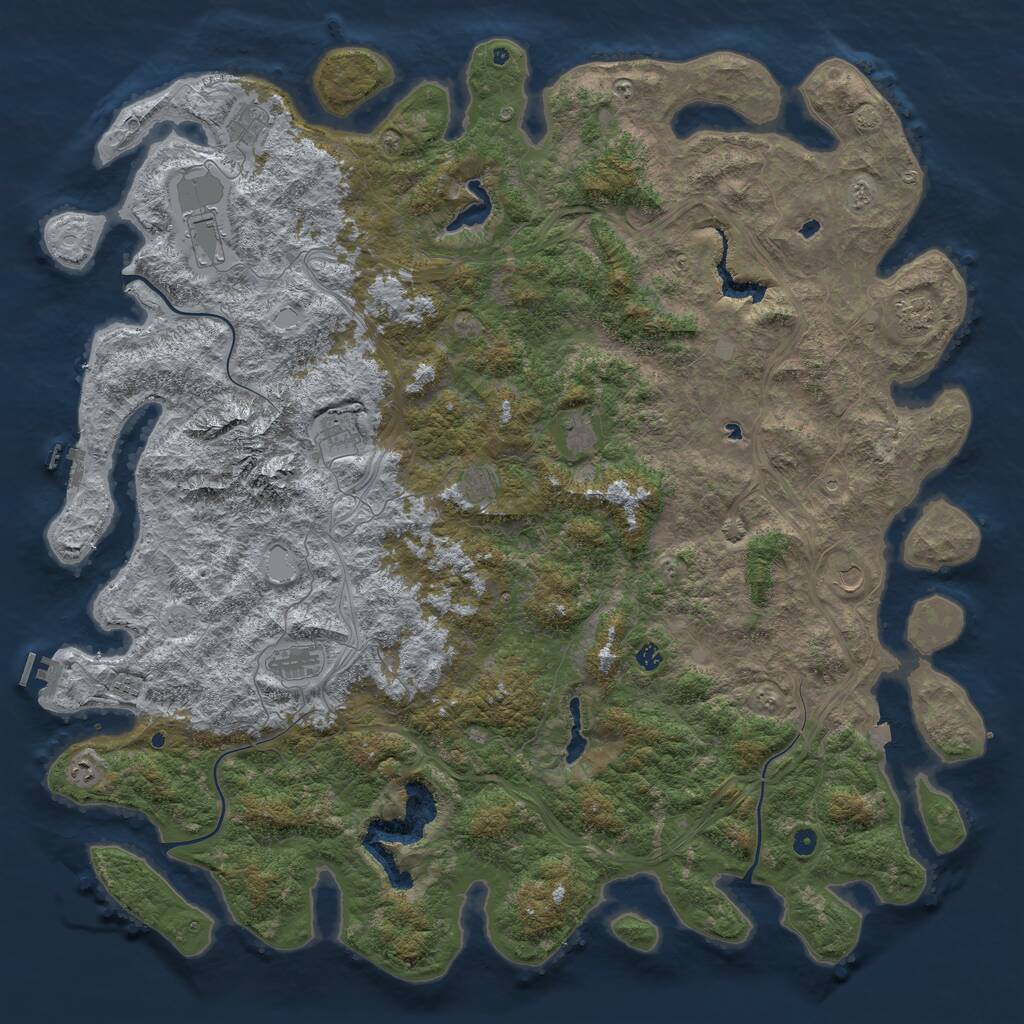 Rust Map: Procedural Map, Size: 6000, Seed: 1383778200, 17 Monuments