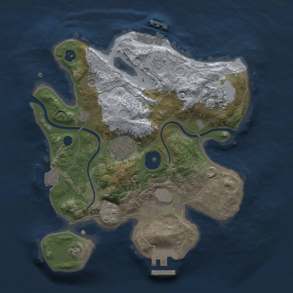 Rust Map: Procedural Map, Size: 2500, Seed: 1991689610, 8 Monuments