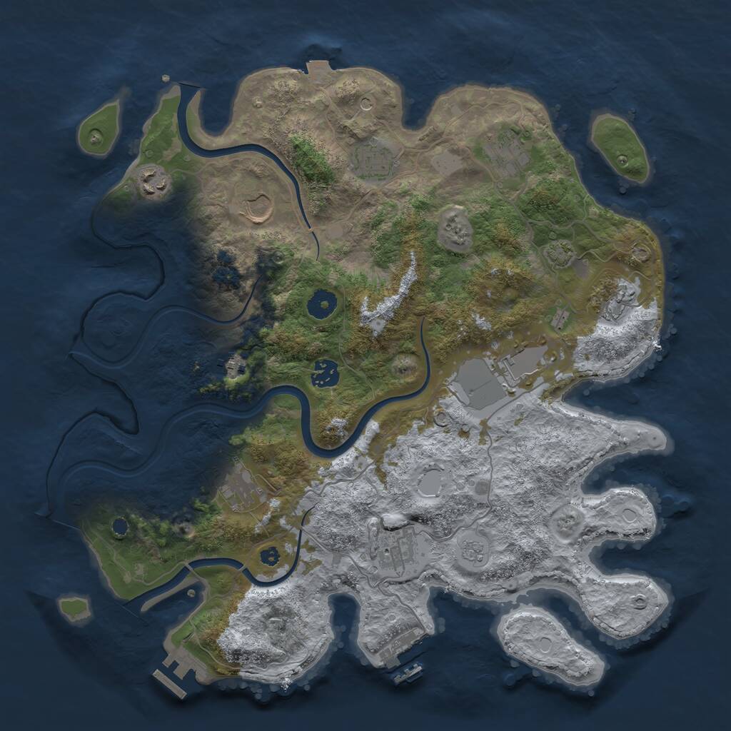 Rust Map: Procedural Map, Size: 3800, Seed: 272697481, 16 Monuments