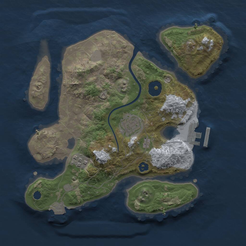 Rust Map: Procedural Map, Size: 2500, Seed: 270008082, 4 Monuments