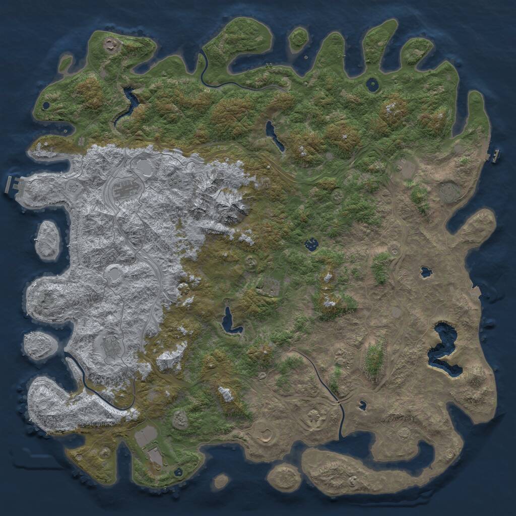 Rust Map: Procedural Map, Size: 6000, Seed: 279660385, 17 Monuments