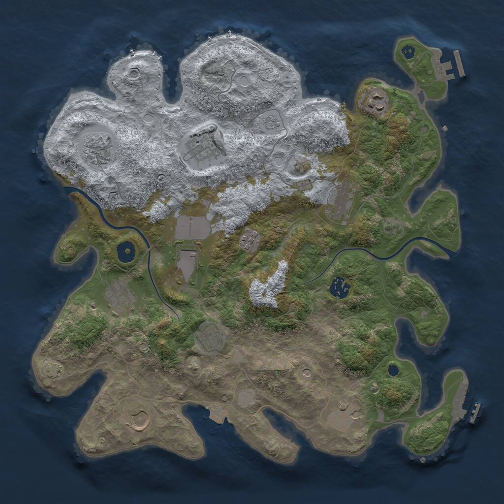 Rust Map: Procedural Map, Size: 3750, Seed: 762748983, 17 Monuments