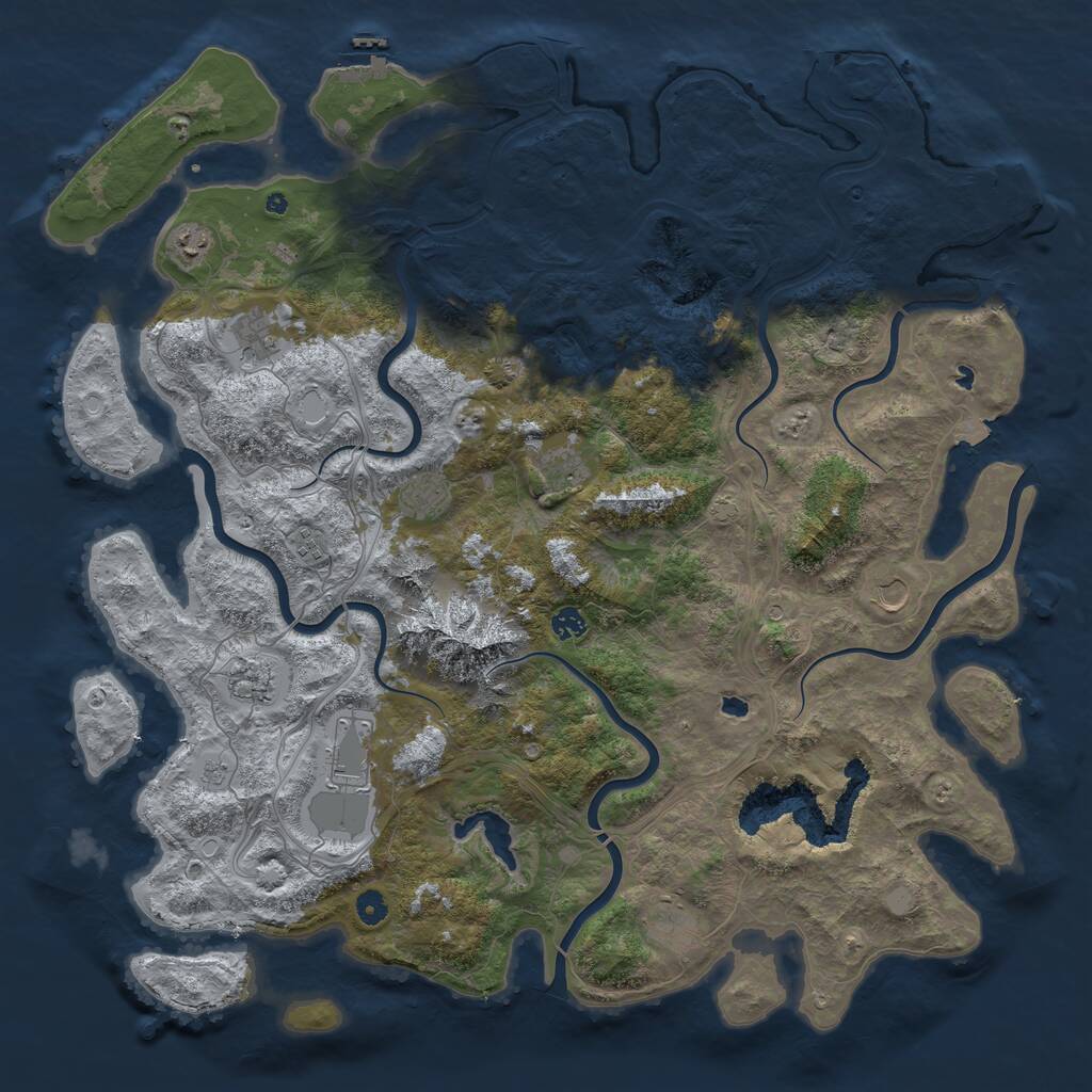 Rust Map: Procedural Map, Size: 5000, Seed: 1891567663, 16 Monuments