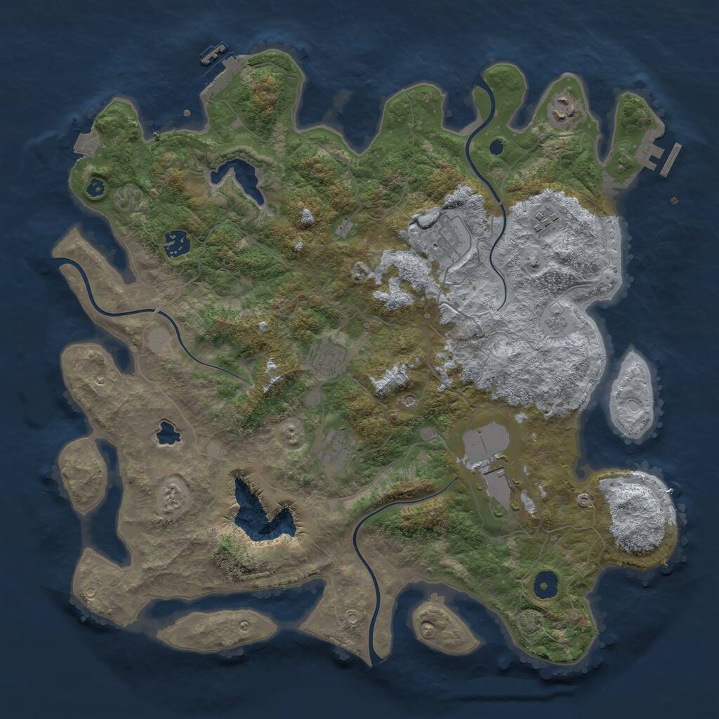 Rust Map: Procedural Map, Size: 4050, Seed: 1799374632, 13 Monuments