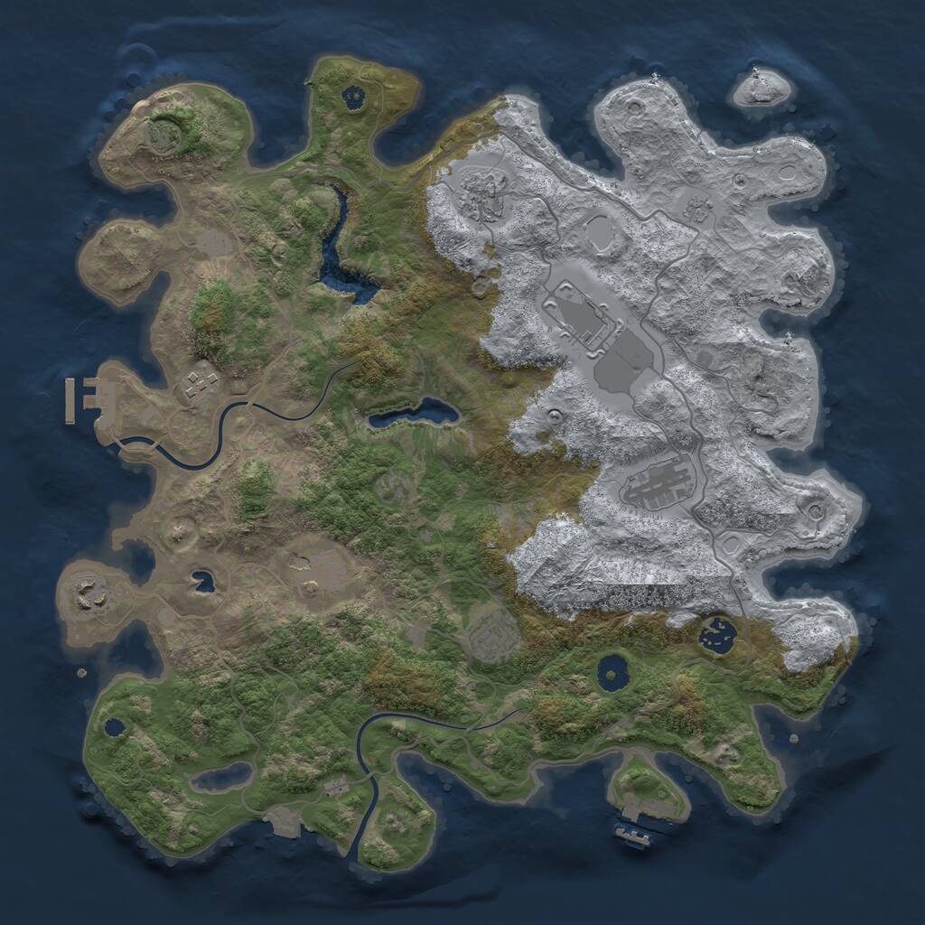 Rust Map: Procedural Map, Size: 4000, Seed: 967993462, 14 Monuments
