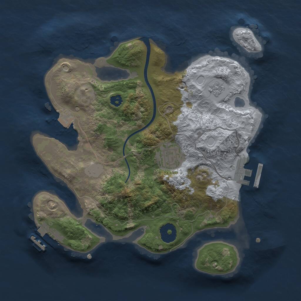 Rust Map: Procedural Map, Size: 2500, Seed: 270523109, 5 Monuments