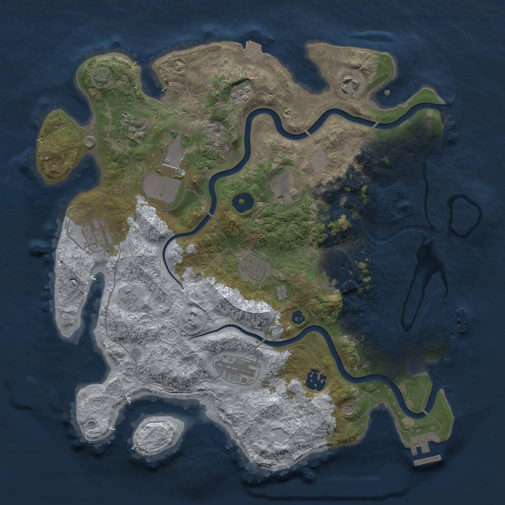 Rust Map: Procedural Map, Size: 3700, Seed: 291974754, 16 Monuments