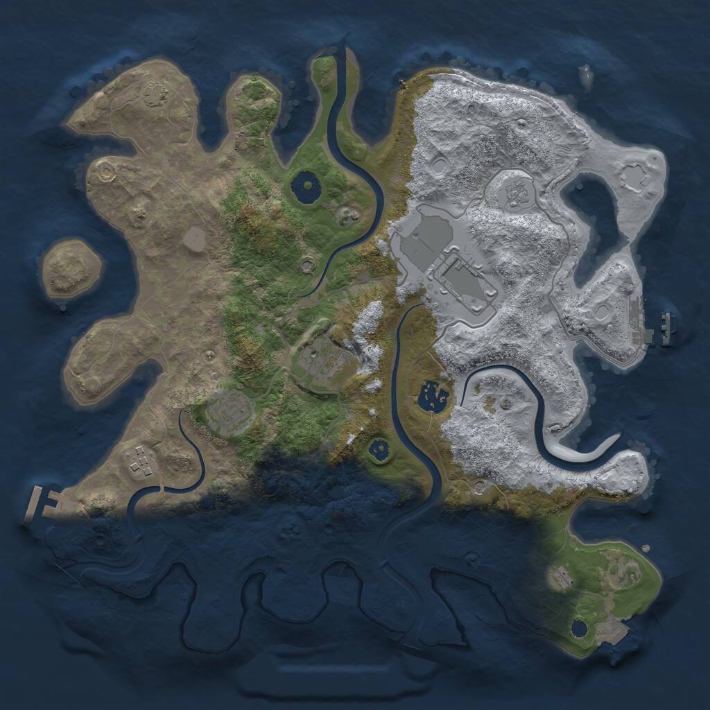 Rust Map: Procedural Map, Size: 3500, Seed: 567376657, 11 Monuments