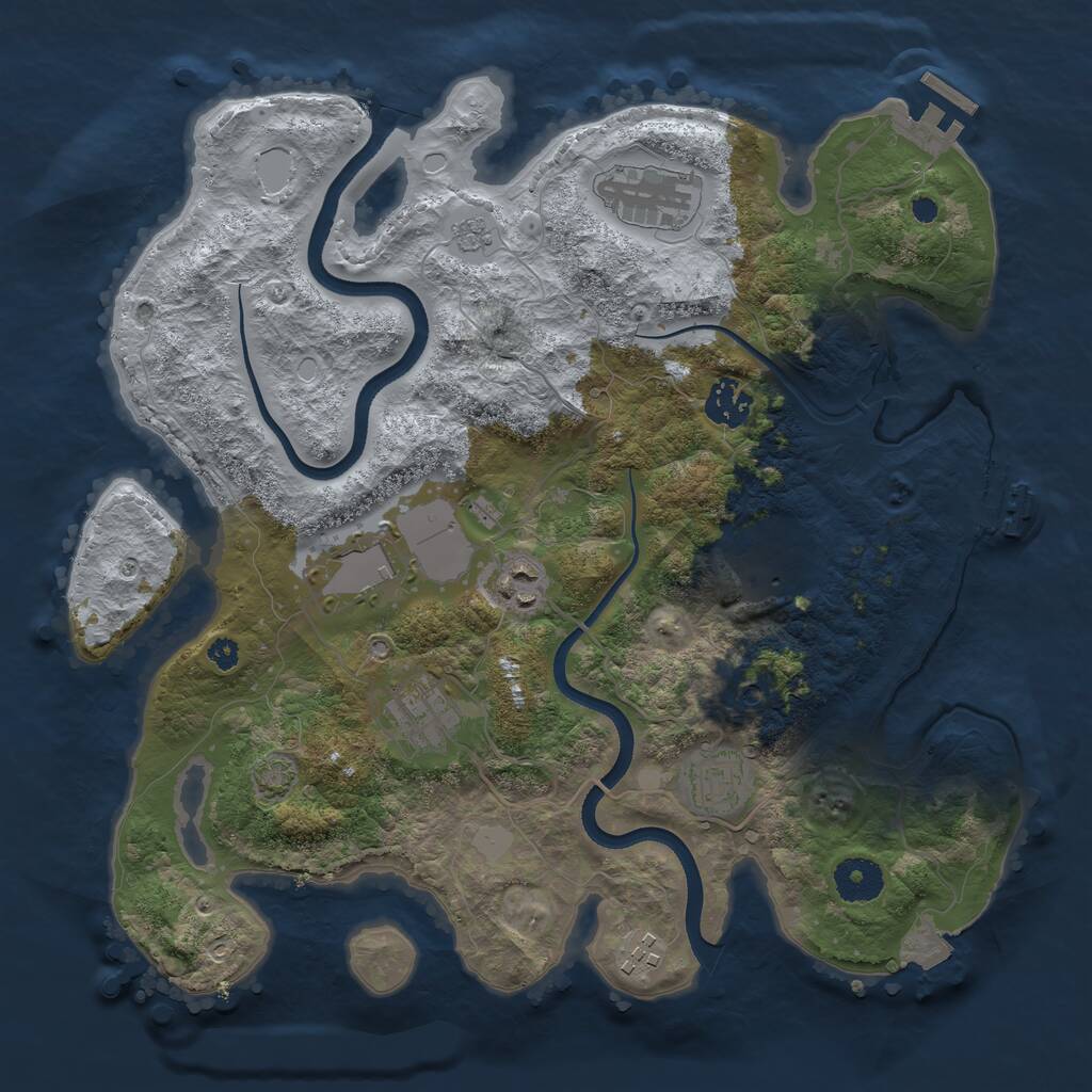 Rust Map: Procedural Map, Size: 3500, Seed: 10042025, 14 Monuments