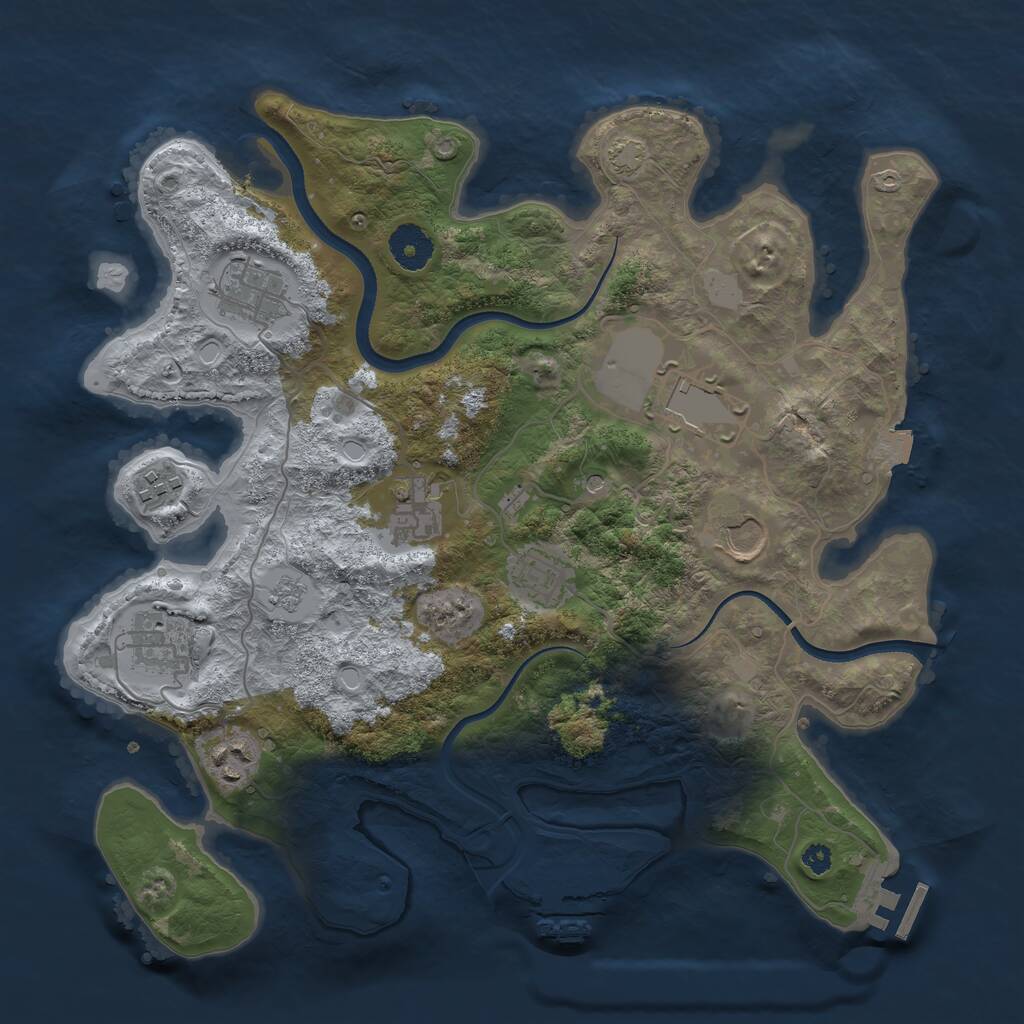 Rust Map: Procedural Map, Size: 3500, Seed: 166393131, 14 Monuments