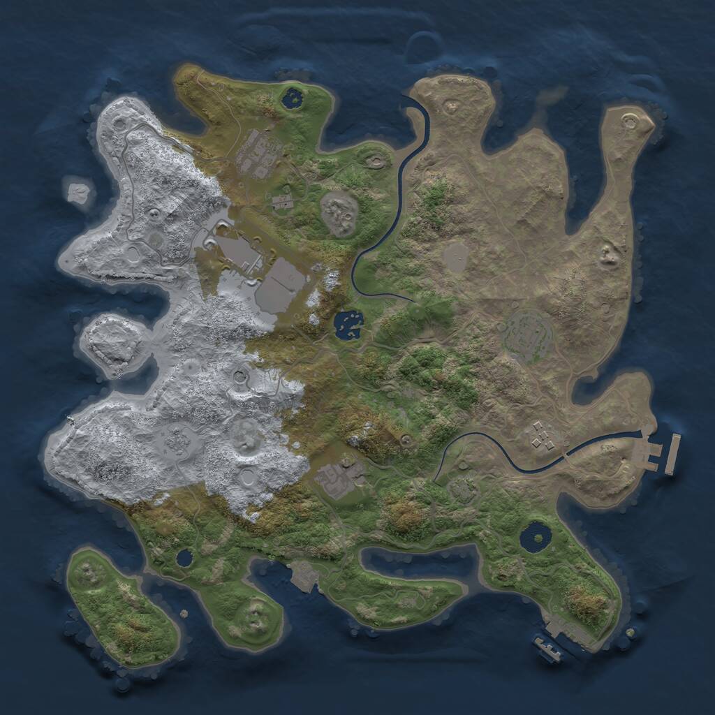 Rust Map: Procedural Map, Size: 3500, Seed: 166393131, 12 Monuments