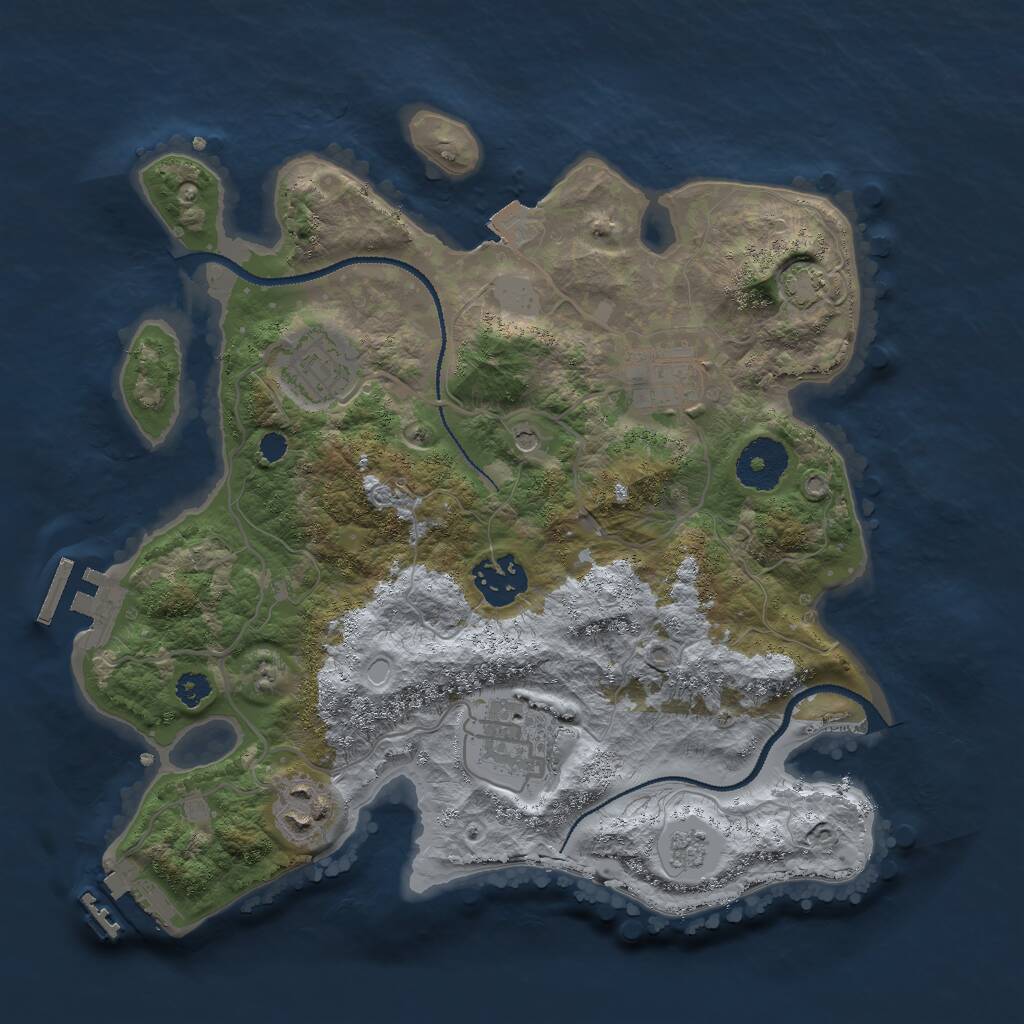 Rust Map: Procedural Map, Size: 3000, Seed: 48758, 11 Monuments