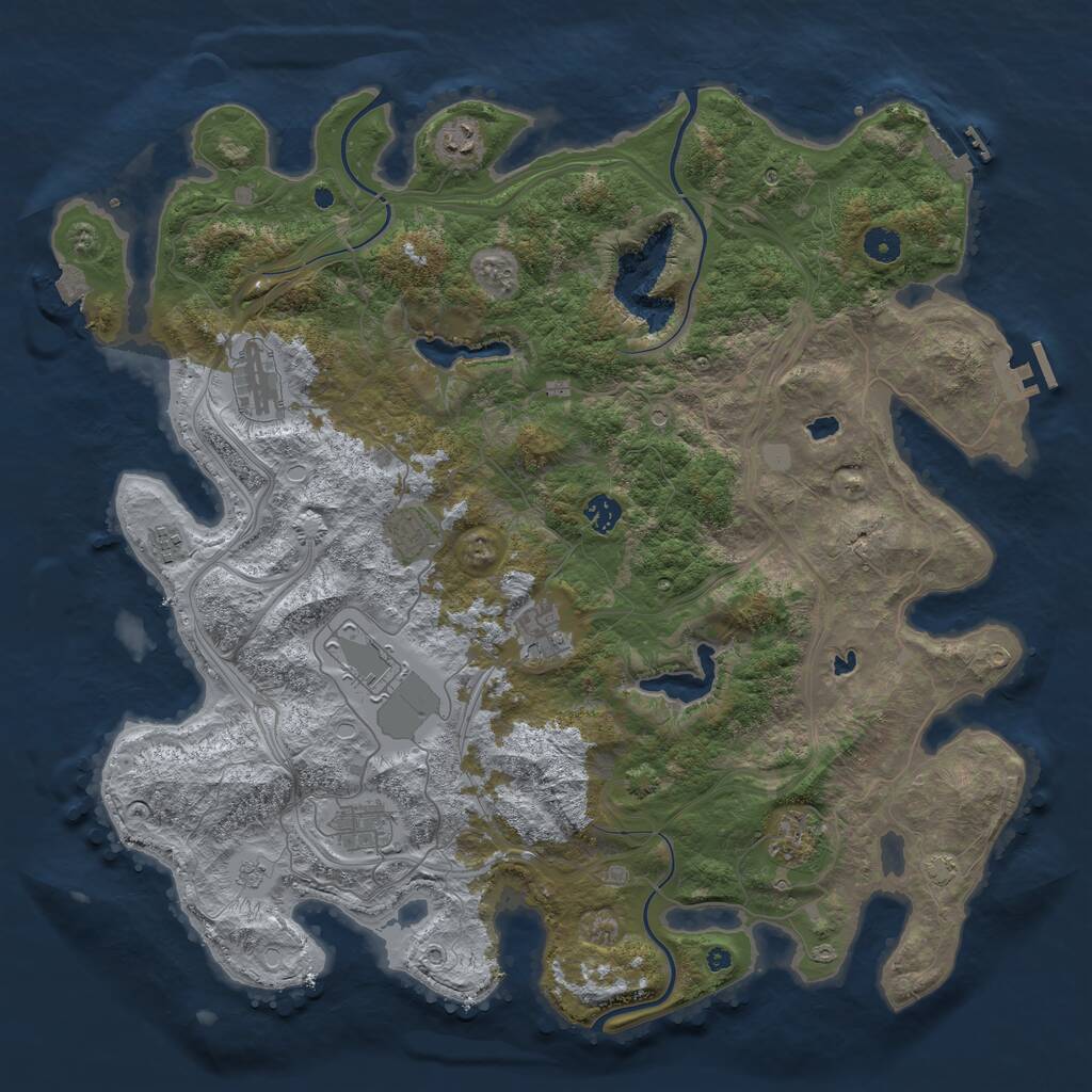 Rust Map: Procedural Map, Size: 4500, Seed: 1215088200, 15 Monuments