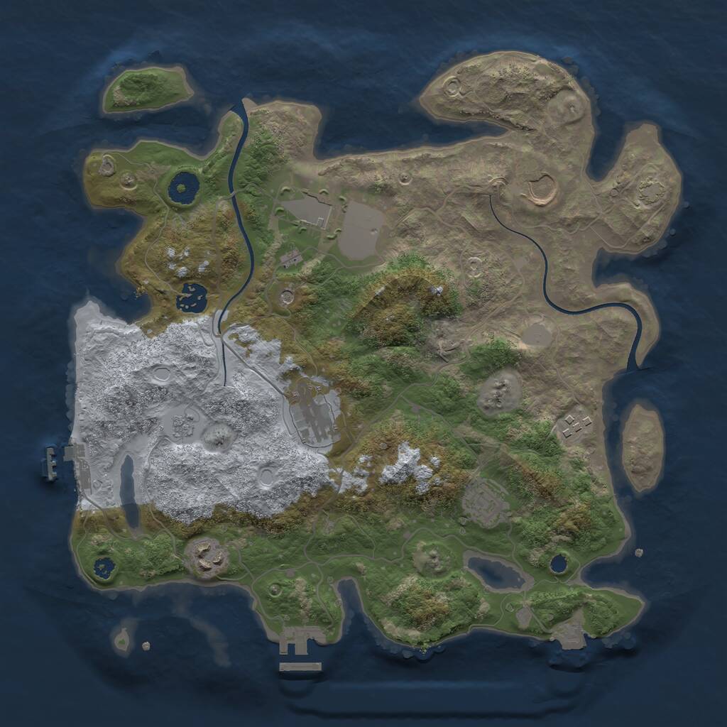 Rust Map: Procedural Map, Size: 3500, Seed: 1965674112, 13 Monuments