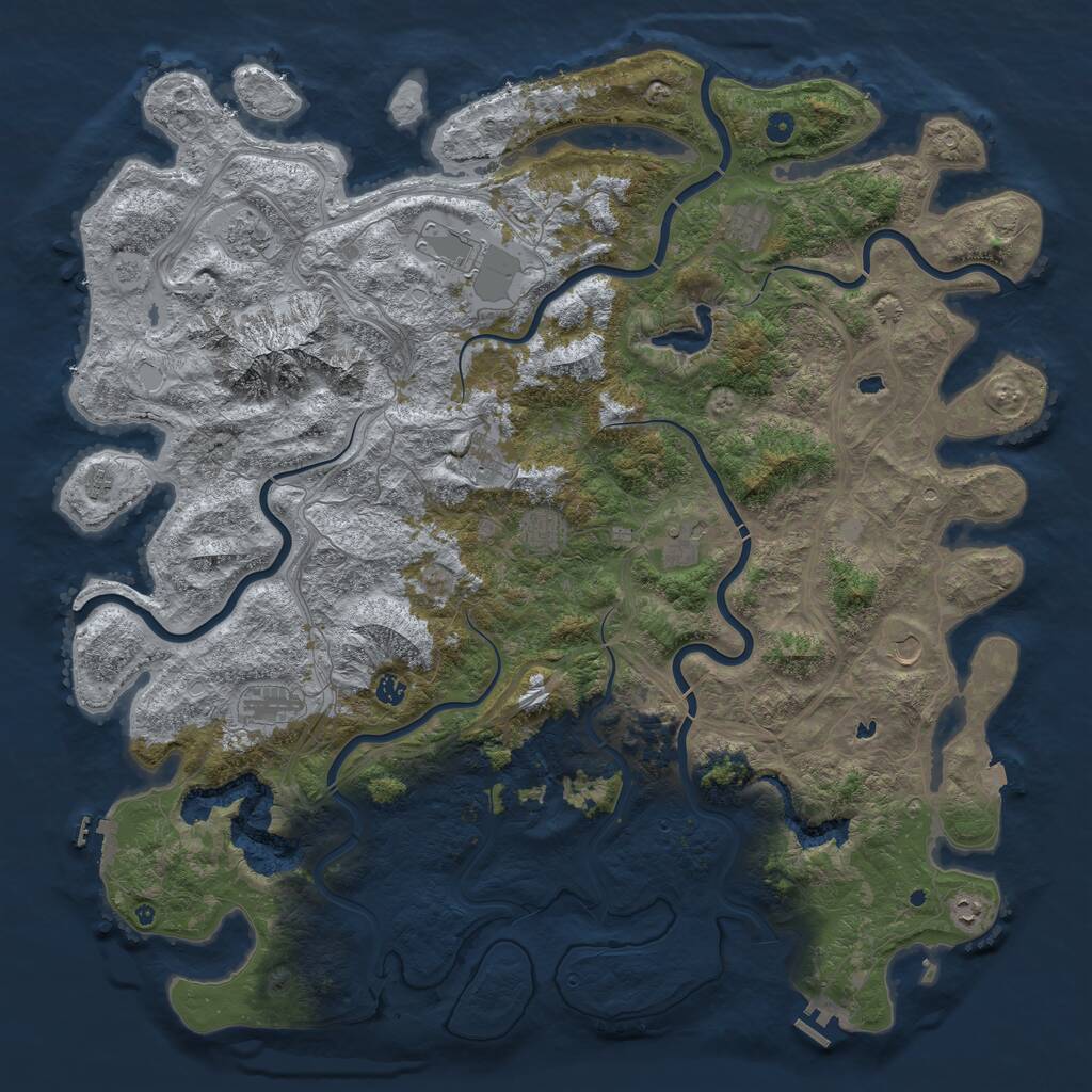 Rust Map: Procedural Map, Size: 5500, Seed: 463566173, 17 Monuments
