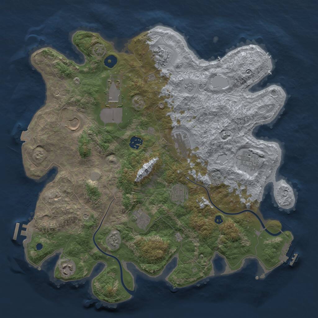 Rust Map: Procedural Map, Size: 3800, Seed: 5521610, 16 Monuments