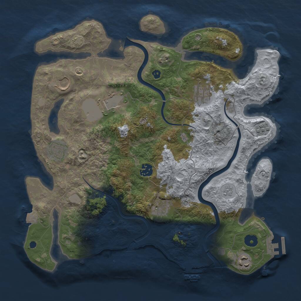 Rust Map: Procedural Map, Size: 3500, Seed: 863797134, 14 Monuments