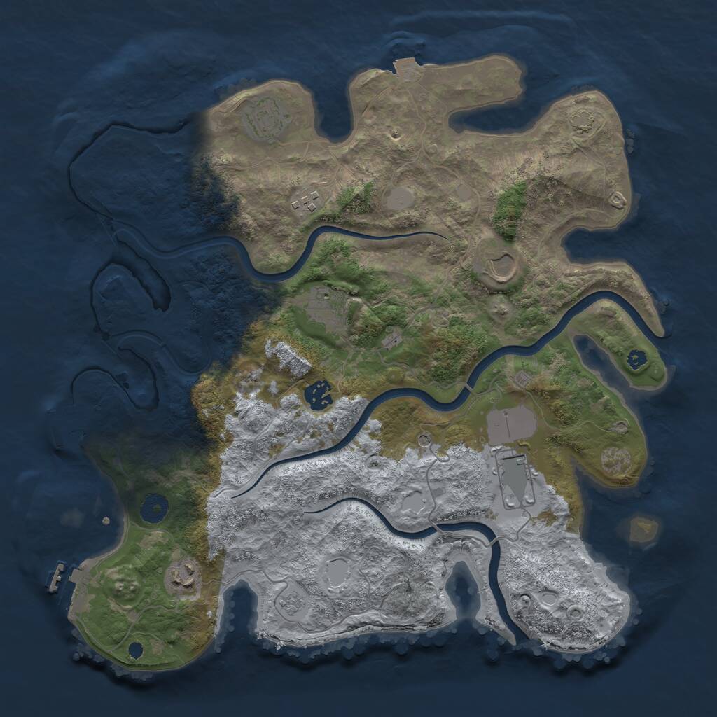 Rust Map: Procedural Map, Size: 3750, Seed: 1998841228, 13 Monuments