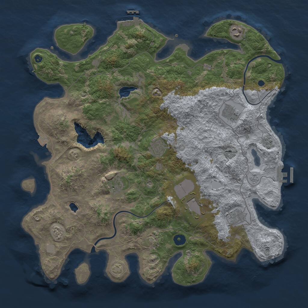 Rust Map: Procedural Map, Size: 4000, Seed: 1213336417, 14 Monuments