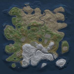 Thumbnail Rust Map: Procedural Map, Size: 3500, Seed: 1244812522, 12 Monuments