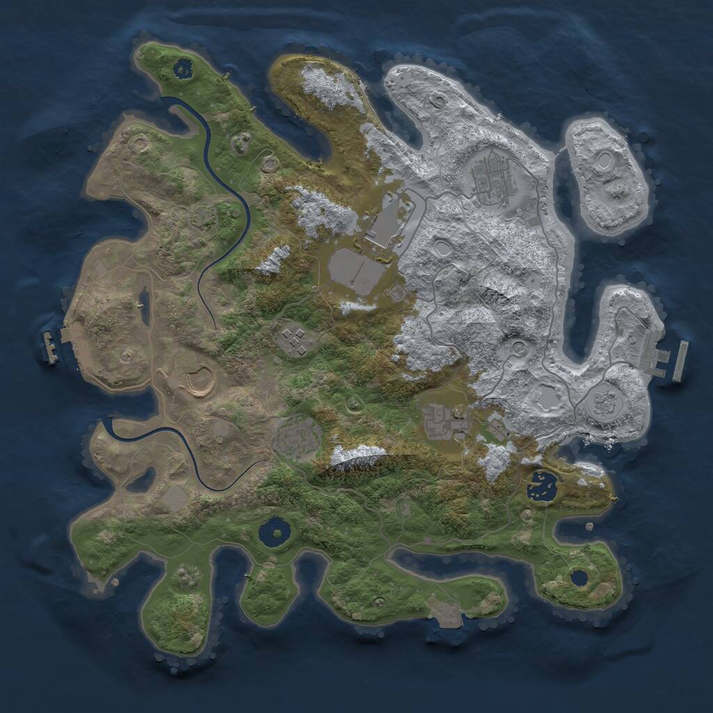 Rust Map: Procedural Map, Size: 3500, Seed: 942179251, 13 Monuments