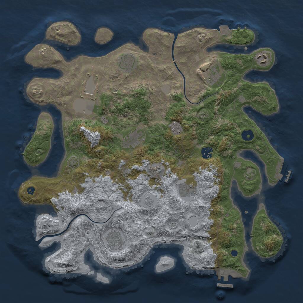 Rust Map: Procedural Map, Size: 3850, Seed: 1042209088, 15 Monuments